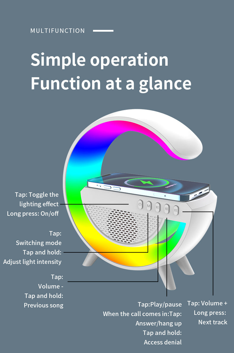 G Shaped RGB Light Table Lamp With Wireless Charger