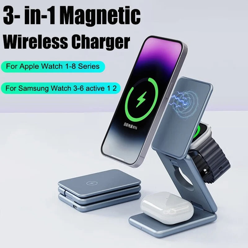 3 in 1 Magnetic Wireless Charger Stand - 30W