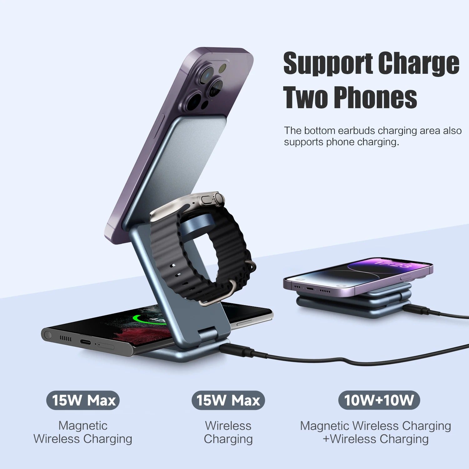 3 in 1 Magnetic Wireless Charger Stand - 30W